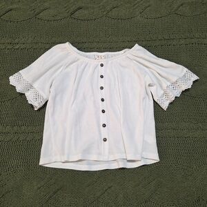 Waffle Knit Flowy Girls Short Sleeve Summer Top